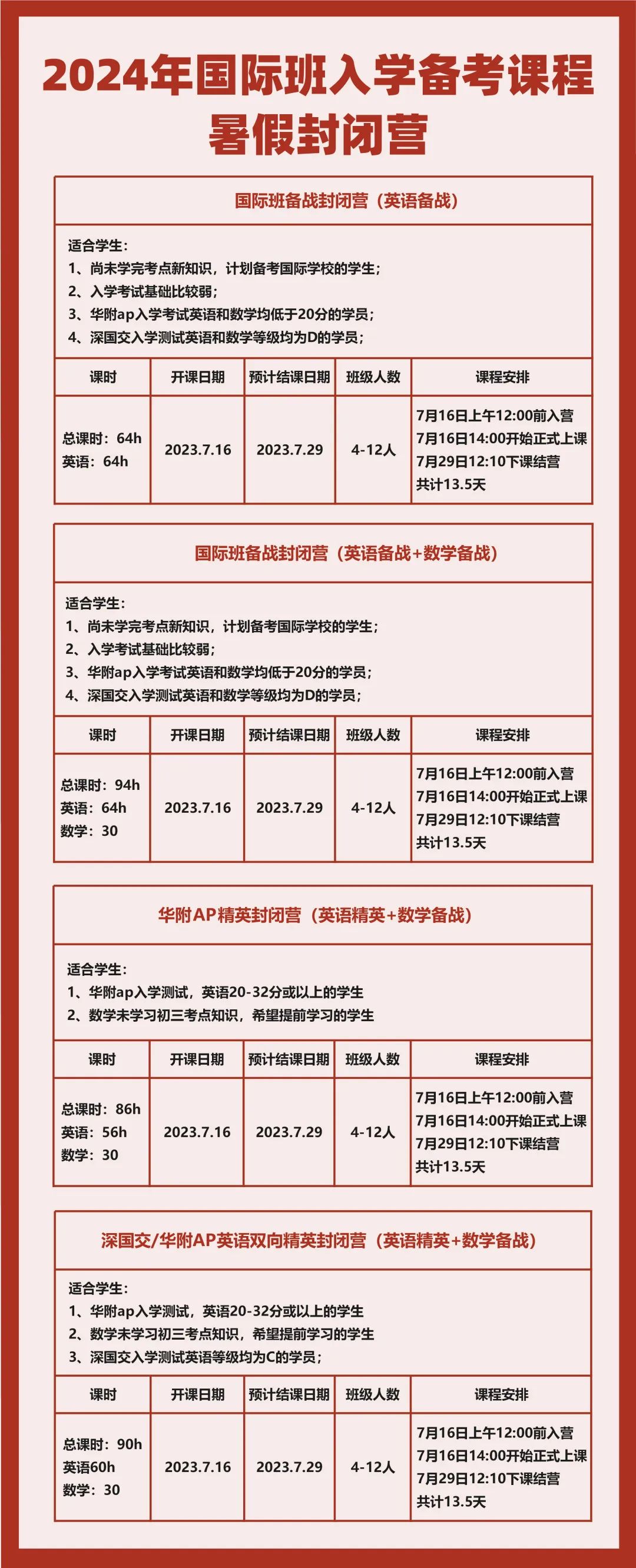 2023年廣州國際班入學(xué)考試暑假備考課程上線