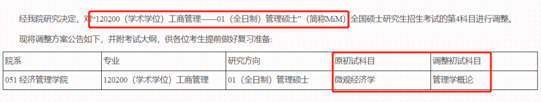 24考研七所院校初試專業(yè)科目調(diào)整公告