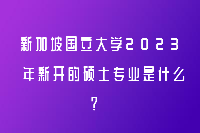 新加坡国立大学2023年新开的硕士专业是什么？