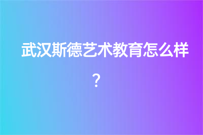 武汉斯德艺术教育怎么样？