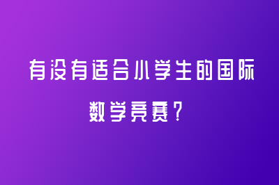 有沒有適合小學(xué)生的國際數(shù)學(xué)競賽？