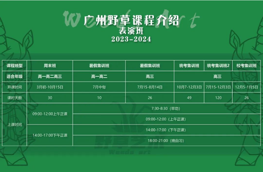 2024广州野草艺考表演培训课程安排