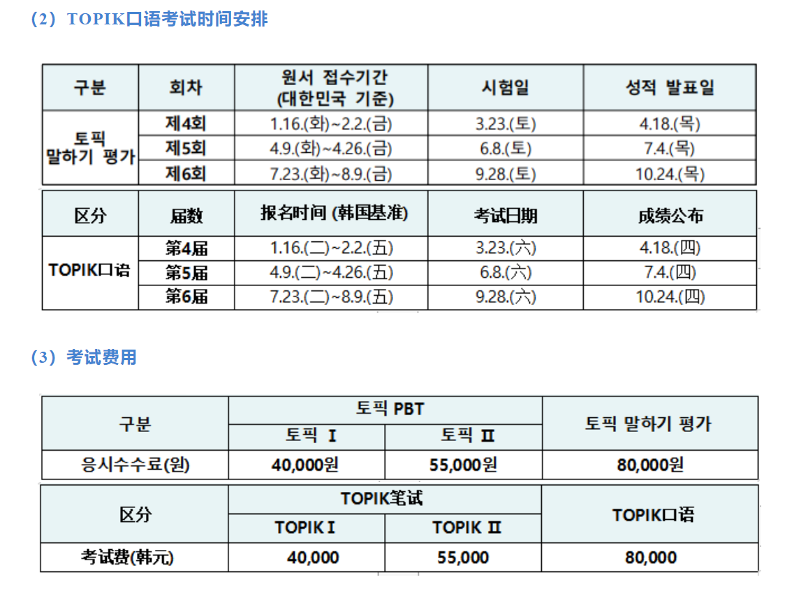 24年TOPIK考試時間安排公布！