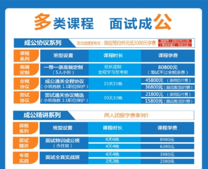 承德成公教育公務(wù)員面試培訓(xùn)費(fèi)用是多少？