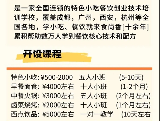 2024郑州食尚香培训费价格表