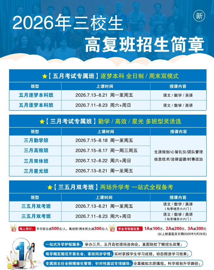 2026上海思源三校生高复招生简章!非沪籍、历届生均可报名!