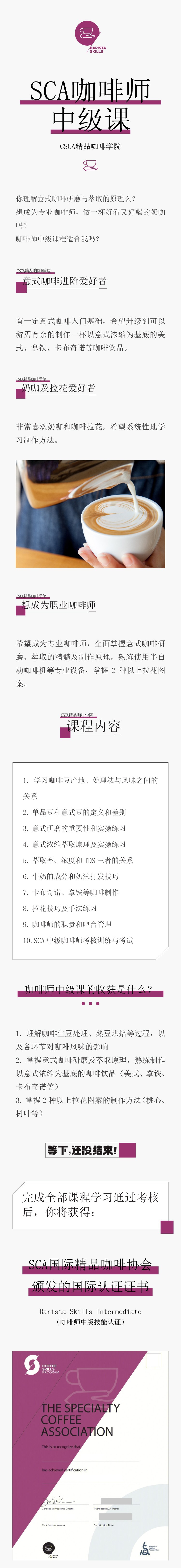 CSCA精品咖啡师中级班