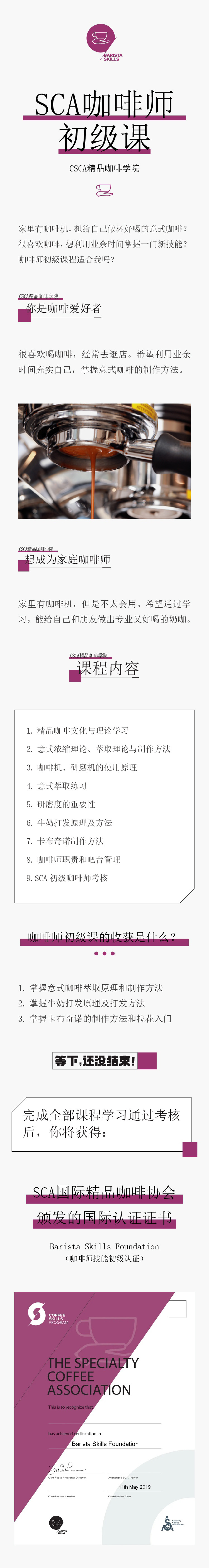 北京CSCA精品咖啡师初级班
