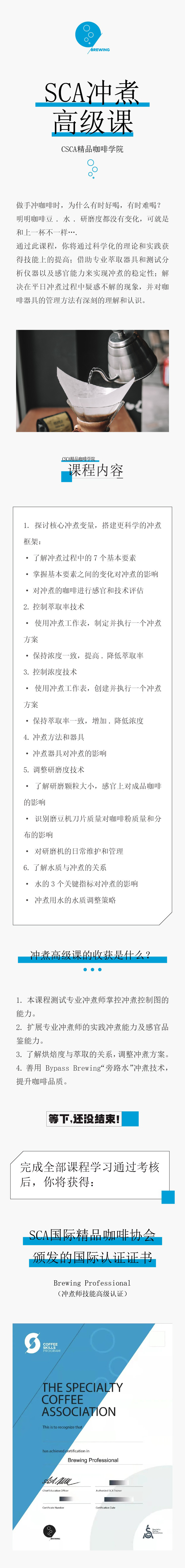 北京CSCA精品咖啡SCA冲煮高级班